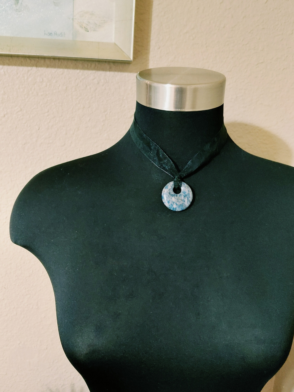 Sodalite Gemstone Donut Black Choker Necklace